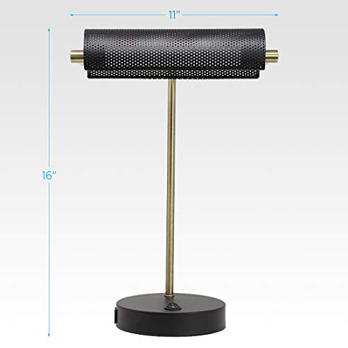 Image of O'Bright LED Desk Lamp with USB Charging Port, Metal Lamp, Flexible Swivel Arms, Soft White LED Reading Light (3000K), Bedside Reading Lamp, Office Lamp, Table Lamp, ETL Listed (Piano Lamp - Black)