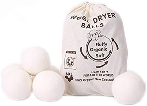 Wool Dryer Balls by MarvelousRule, 6 Pack XL Organic Wool, Non-Toxic, Reusable, X-tra Large. Reduces Drying Time and Chemical Free. Natural Fabric Softener(6PC White） …