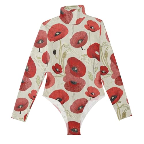 Body moldeador lindo estilo mameluco de manga larga para mujer con lunares rojos densos