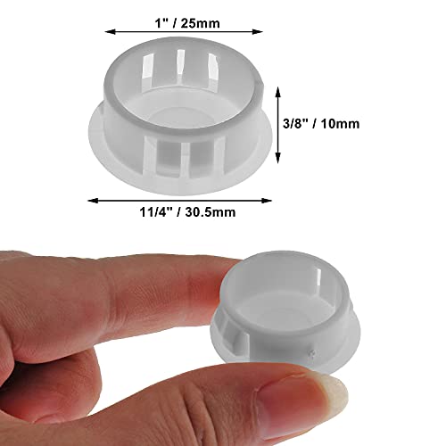Image of 25Pcs White 1 Inch (25mm) Hole Plug Cover | Plastic Hole Cover, Round End Cap, Flush Type Tube Insert, For Chair Furniture Glide Protectors