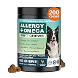 Dog Allergy Chews Omega 3 is Human,Itch Relief Multivitamin Medicine for Dogs Itching Skin Relief and Aller Immune Pet Allergy Dog Anti Itch Chews Coat Licking Supplements Pills Meds Medicine for Dogs