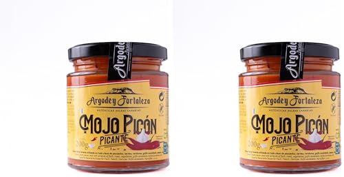 Argodey Fortaleza Mojo Picón Picante 200g - Autentica Salsa Canaria Perfecta y Versatil para Untar con Pan, Tostadas, Arepas, Papas. Sin Conservantes ni Aditivos Artificiales (Paquete de 2)