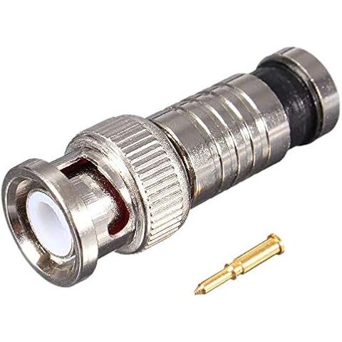 Viewi 4-Pack BNC Compression Coaxial RG59 Aerial & Satellite Cable Male Connector Crimp Plugs for Indoor/Outdoor CCTV Security Camera Installation Cover