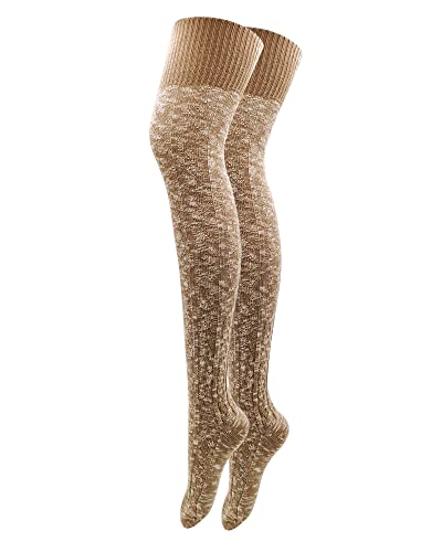 Image of Women's Thigh High Knitted Winter Boot Socks Vintage Extra Long Leg Warmer Over Knee High Stockings