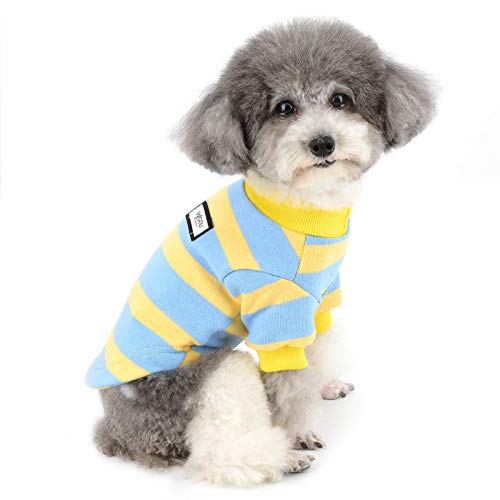 ZUNEA 犬服 秋冬 ニット セーター 小型犬 おしゃれ かわいい ストライプ コート ジャケット 暖かい 防寒 綿服 冬服 あたたかい tシャツ ペット 猫用 トイプードル チワワ ドッグウェア 洋服 お散歩 ブルー XXL