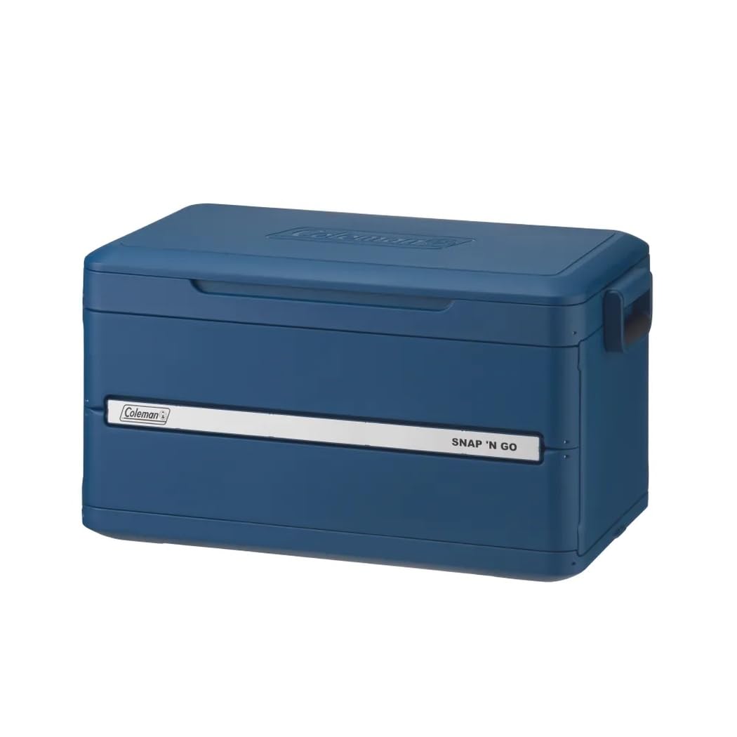 Coleman Snap 'N Go Enfriador rígido plegable de 45 cuartos, enfriador portátil de lados rígidos con revestimiento extraíble impermeable, ahorro de espacio y configuración rápida, 55 horas de frío, azul zafiro