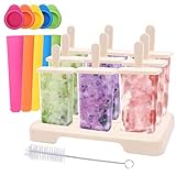  Molde para Helado,14 pcs GVOO Molde Paletas de Hielo,Juego de Molde Helado Silicona Reutilizables,Libre de BPA con 12 Moldes 1 Cepillo de Limpieza 1 Plegable Embudo DIY para Niños