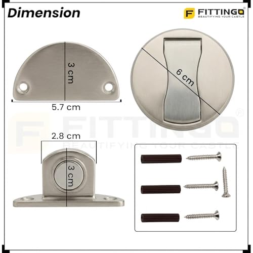 Image of Round Magnetic Door Stopper Matt Finish Stainless Pack 1