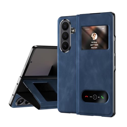 Coque cuir Samsung Galaxy Z Fold 7抗震防摔 protection charnière rabat bleu