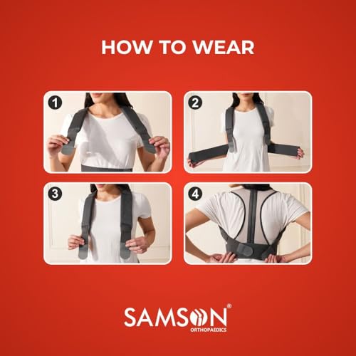Image of SAMSON Posture Corrector for Back & Shoulder Support - Pain Relief & Adjustable Spine Alignment for Men & Women - XL