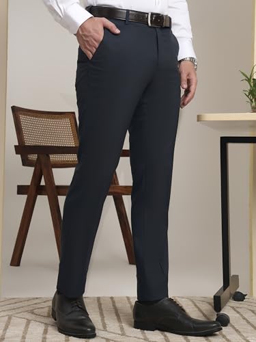 Image of SaintX Men's Premium Stretchable Formal Trouser with Techno Flex Waistband | Slim Fit | Italian Design | Triple Blend Special Fabric Pants | Office Wear /Executive Wear