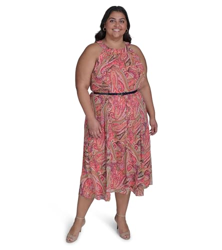 Tommy Hilfiger Women's Midi Dress Dresses, Sherbet Multi, 8