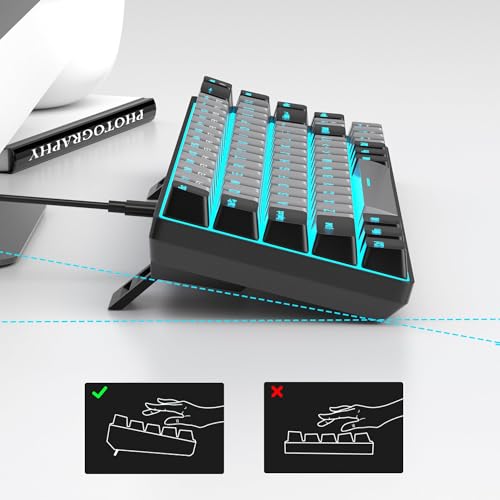 Image of MageGee Portable 60% Gaming Mechanical Keyboard, Minimalist MK-Box Ice Blue Backlit Compact 68 Keys Wired Office Keyboard with Blue Switch for Windows Laptop PC Mac Convenient(Black & Grey)