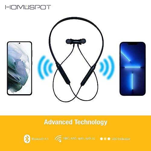HomeSpot Neckband Wireless Earbuds aptX Low Latency Bluetooth 5.1 Headphones Qualcomm® CVC™ for Gym, Running, Gaming & Meeting Compatible with iPhone, Samsung Galaxy, Google - Image 5