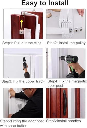 Customizable PVC Accordion Folding Door with Frosted Acrylic Panel - Space-Saving Interior Door, Ideal for Home & Office (62x80in / 156x203cm)