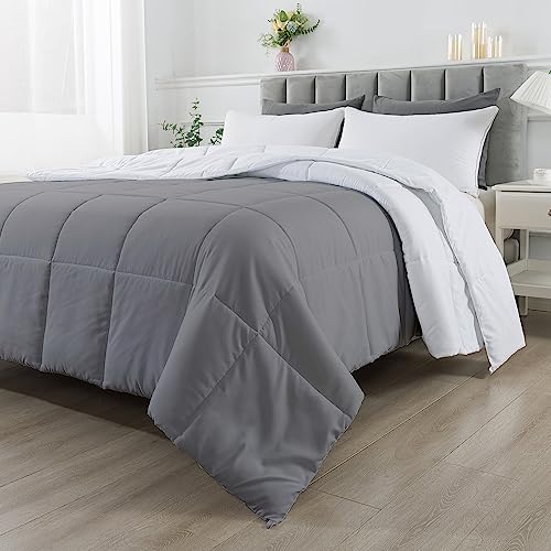 Image of Razzai Restful Sleep Microfiber Summer Season Ac Reversible Comforter 220 GSM (90 inch x 90 inch Inches /228cm x 228cm) - Queen Size Comforter|Silver /White|