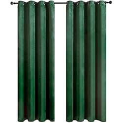 Cortina Terciopelo Verde Oscuro MRTREES Cortina Dormitorio Opaca Terciopelo 2 Piezas 140×270cm Cortinas Salon Moderno Proteger Privacidad Cortinas Verde Oscuro Largas para Ventana Habitacion Infantil Bebe Niños con Ojales