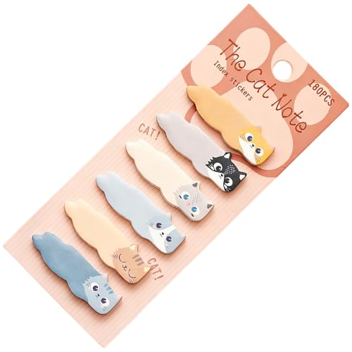 Memo Pads - Kawaii Kitty Page Flags, Cartoon Animal Note Markers with Easy Peel Adhesive Vibrant Paper Tabs Compact Stack Design
