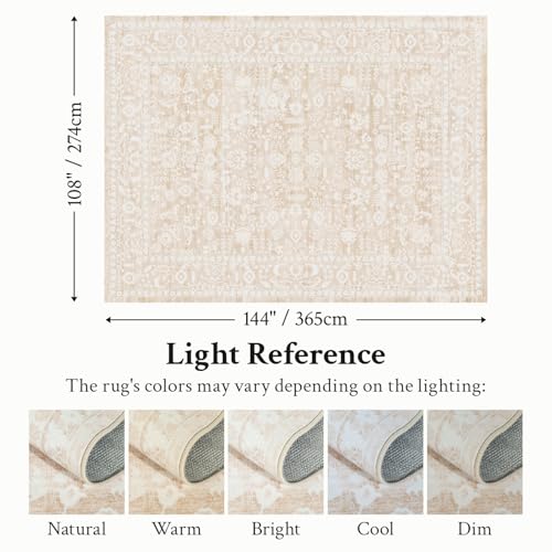 Tapete vintage floral 9x12 para sala Beige Rosa miniatura 2