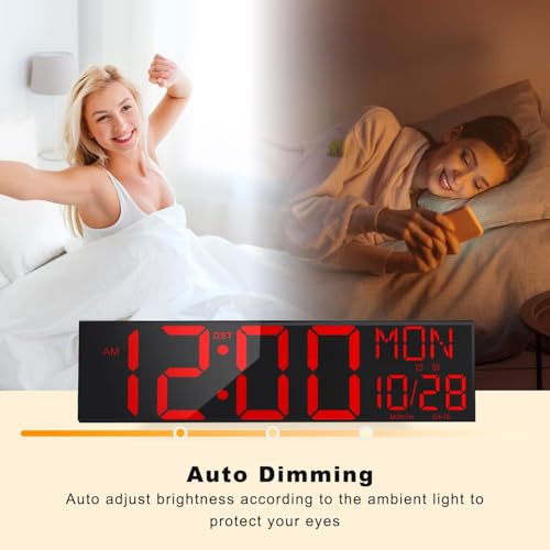 Image of JALL 30 inch Massive Digital Wall Clock for Gym, Wall Clock with Jumbo Number, Remote Operated Extra-Large Display for Church, Gym, Living Room (Black Shell Red Font)