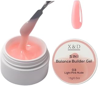 X&D Poly Gel Nail Kit Light Pink Nude Color Poly Nail Gel Kit Quick Dry Nail Extension Balance Builder Nail Gel Set 10