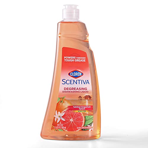 Image of Clorox Scentiva Dish Soap in Tahitian Grapefruit Splash, 26 Ounces | Clorox Scentiva Dish Soap | Dishwashing Liquid Cuts Through Tough Grease, Quick Rinse Formula, Tahitian Grapefruit Splash, 26 oz