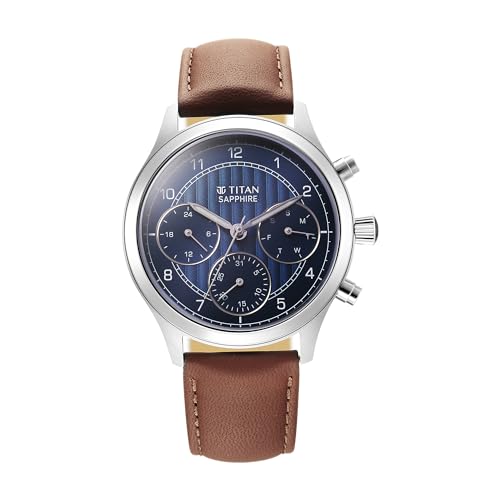 Titan Sapphire Quartz Multifunction Blue Dial Leather Strap Watch for Men-1874SL06 (B0CX23H9XL) Amazon Price History, Amazon Price Tracker