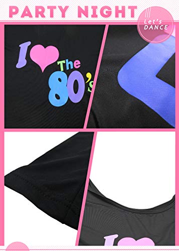 Women's I Love The 80'S T-Shirt 80S Outfit Accessories(S/M,Purple) #TOP4