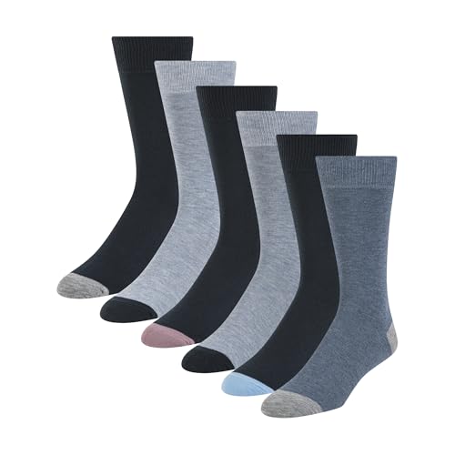 Ted Baker Men's 6 Pack Solid Crew Dress Socks, Blue, OS