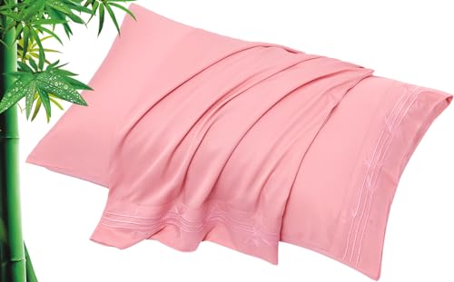 YIYEA King Size Pillow Cases Set of 2, 100% Viscose Derived from Bamboo Cooling Pillowcases for Hot Sleepers, Silky Soft Breathable Pillow Covers with Envelope Closure (20