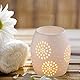 ecooe Aromalampe Teelichthalter Duftlampe aus Keramik weiß mit der Candle Löffel Aroma Diffuser