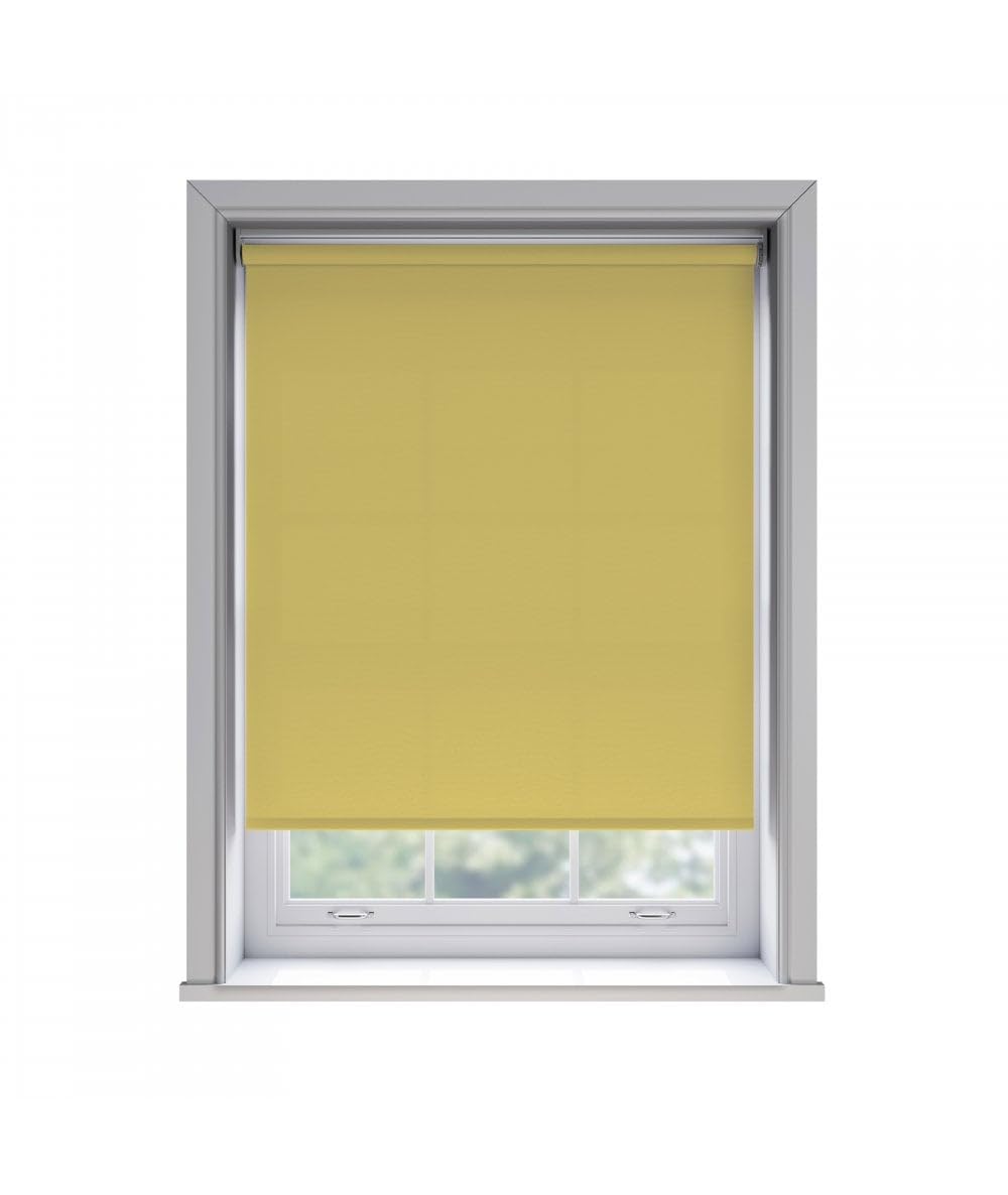 85cm No Drill Ochre Thermal Blackout Roller Blind (170cm Drop)