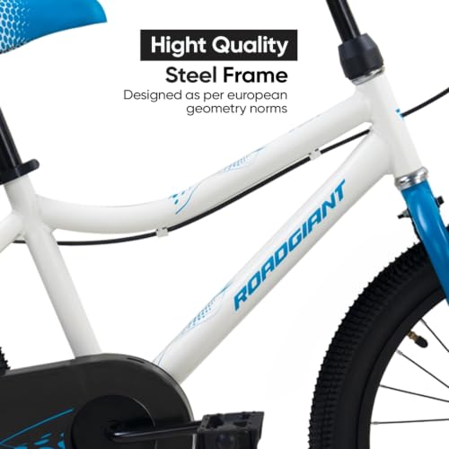 Image of ROADGIANT||Astle||BMX Series||20T||Kids Cycle||Single PIECE Crank||Light Weight Steel Frame||V-Break|| Rigid Fork||Ideal for 6+ Age||Cool White
