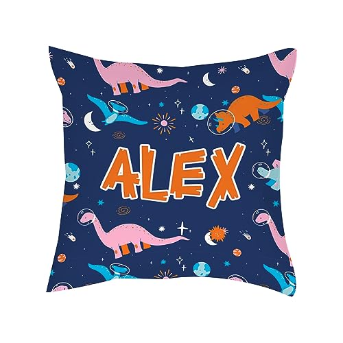 Getagift Personalised with ANY NAME Dinosaur Cushion, Animal Theme, Sofa decor Home Décor, Satin Throw Pillow/Cushion. (Satin Cushion Cover)