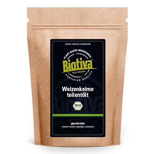 Biotiva Germenes de trigo orgánicos 250g - Parcialmente desaceitado y triturado - Ideal para un desayuno saludable - emotellado y certificado en Alemania