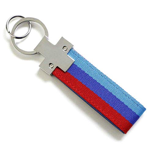Ijdmtoy M-Colored M-Power Theme Stripe Nylon Strap W/Keychain Ring Compatible With All Bmw Car Bike Motorcycle #TOP6