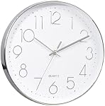 Tosnail 12 Inches ronde Silent Non Ticking Quartz Horloge murale - Élégant cadre en argent