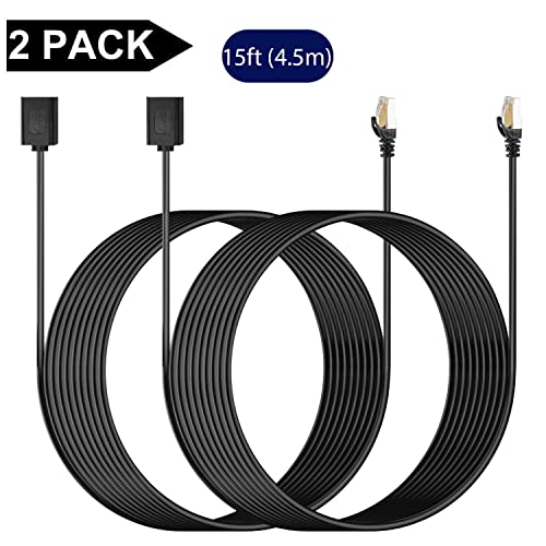 J&D Ethernet Extension Cable (2 Pack), Cat 6 Ethernet Extender Cable Adapter (15 Feet) Support Cat6 / Cat5E / Cat5 Standards, Rj45 Cords Shielded Male To Female 2 Pack #TOP6