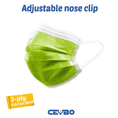 Ceybo CYBKIDSMASK Kids 3-Ply Colored Disposable Face Masks Made In Usa Breathable Childrens Mouth Cover Design Triple Layer Protection For Indoor Outdoor Activities Home School Park Play Travel thumb #2