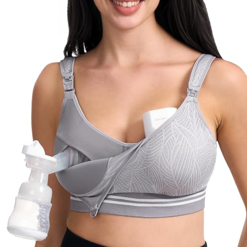 Momcozy Seamless Pumping Bra Hands Free, Fixed Padding Hands-Free...