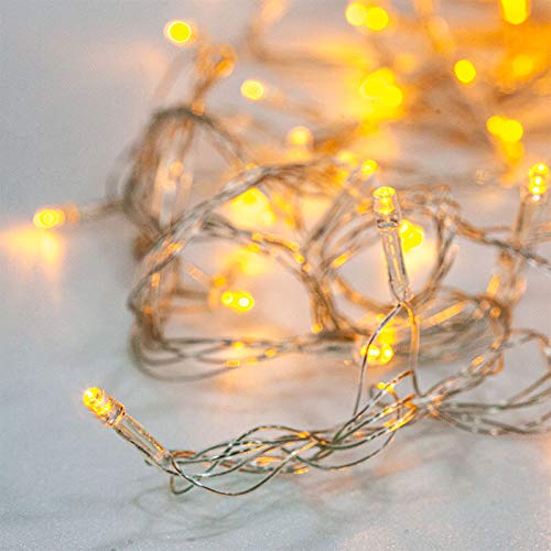 TECNOLUX EURO 2 CAJAS CADENA DE LUZ NAVIDEÑA DE 10M 100 LED, LUZ AMARILLA, INTERIOR/EXTERIOR, FIESTAS, BODAS, FAMILIA, CUMPLEAÑOS