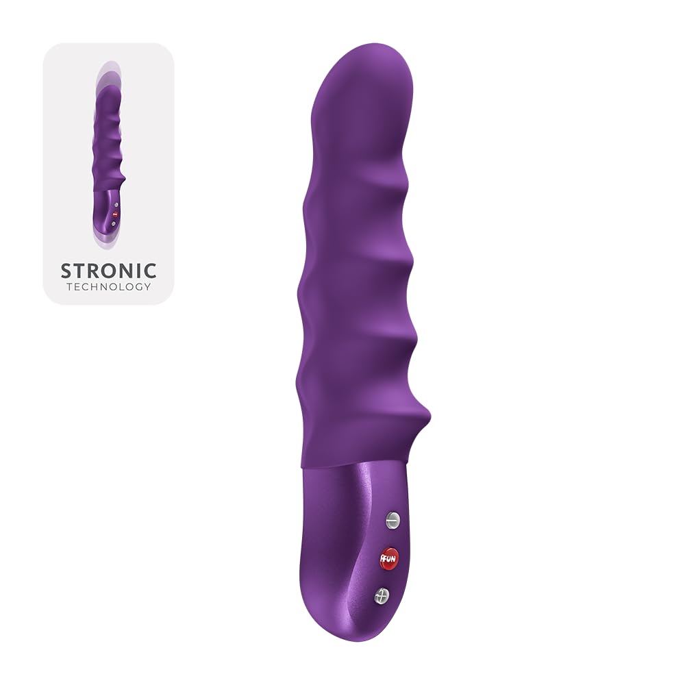 Fun Factory Stronic Surf | Pulsador | vibrador de punto G | Con embestida eje de silicona con relieve acanalado | 10 programas de empuje | placer manos libres | USB