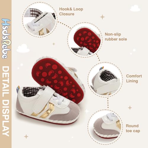 Image of HsdsBebe Baby Boys Girls Pu Leather Hard Bottom Walking Sneakers Toddler Rubber Sole First Walkers Infant Cartoon Slippers Crib Shoes