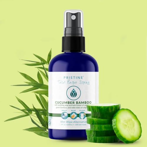 Image of PRISTINE Toilet Paper Spray, As Seen on Shark Tank, More Natural Personal Cleansing Wipes & Flushable Wet Wipes Alternative, Spray Toilet Paper to Create Flushable Wipe, Cucumber Bamboo, 4 fl oz