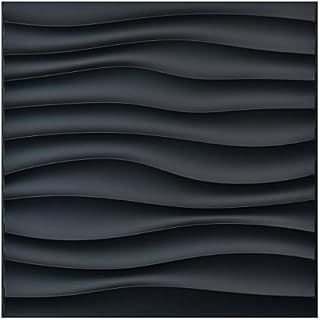 Art3d PVC Wave Panels for Interior Wall Decor, Black Textured 3D Wall Tiles