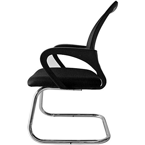 Conjunto com com 4 Cadeiras Executiva Viena Base Fixa Tela Preto para Escritório