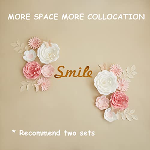 Mverse Paper Flowers Decorations For Wall, Giant 3D Handmade Artificial Flowers Bouquet With Leaves And Butterflies, 14 Pc. Kit, Elegant Decor Nursery, Wedding And Baby Shower Décor (Pink Set) #TOP3