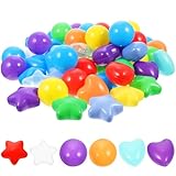 HAKIDZEL 150 Stück Teiliges Ozeanbällen Inklusive Herzförmigen Sternförmigen und Runden Bällen Dickwandig für Indoor Party und Bällebad Fördert Hand Auge koordination und Greifkraft