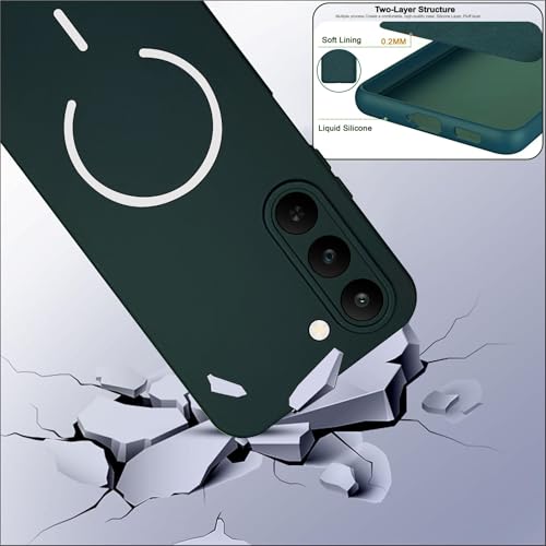 Image of SBMS Silicone Back Cover Case for Realme C83 5G /Narzo 100 Lite /P4 Lite | Soft Micro-Fibre Lining Inside | Magsafe Print On Back Side Camera Protection Bump | Shockproof Case Realme C83 5G (Green)