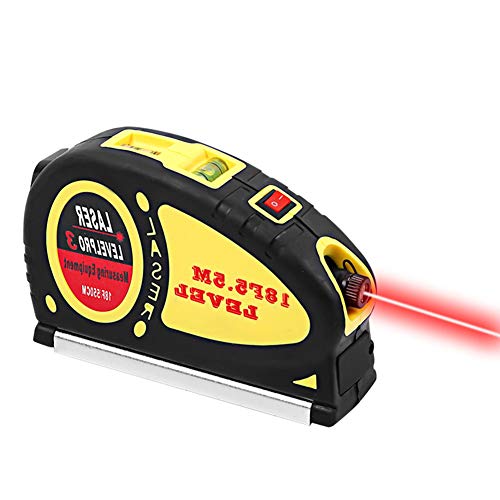 Livello Laser Autolivellante Punto/linea/croce Orizzontale Verticale con Metro a Nastro da 550 Cm, Base in Alluminio Spesso e Liscia